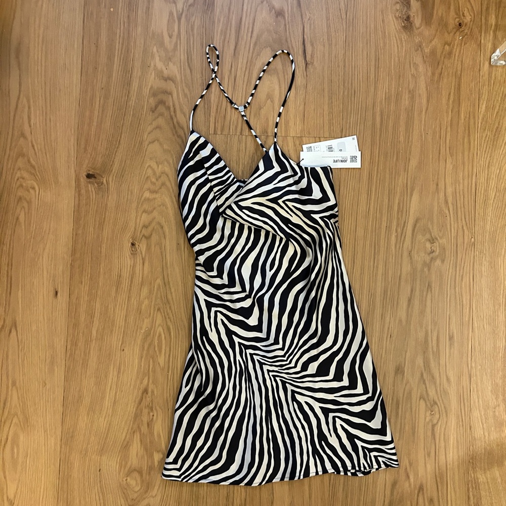 Zara Black and White Zebra Print Mini Dress